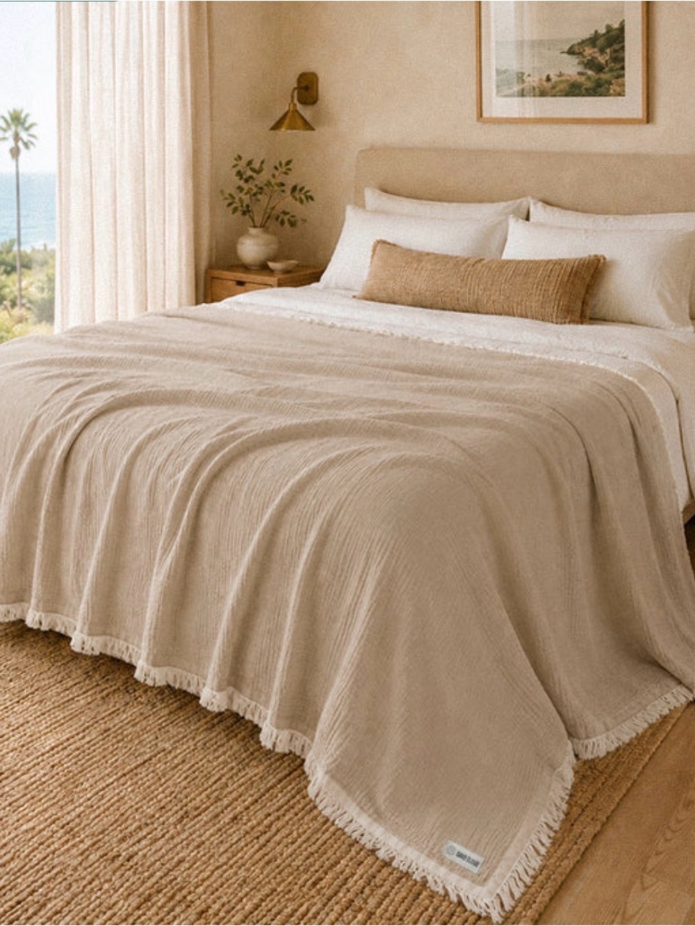 ✨ NWT “Sandcloud” King Muslin Blanket - Senna Taupe